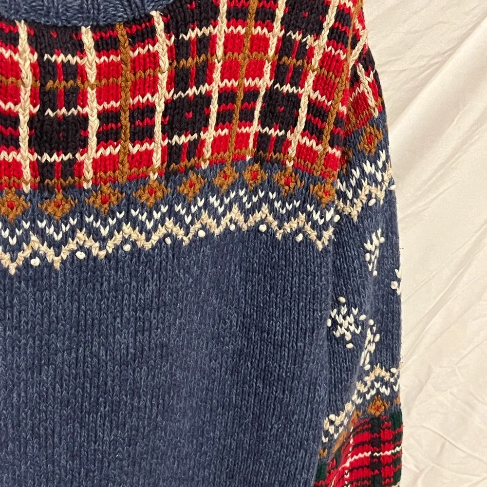 S Vintage knitted Talbots Ice Skater Holiday Christmas Winter  plaid sweater - Picture 11 of 12